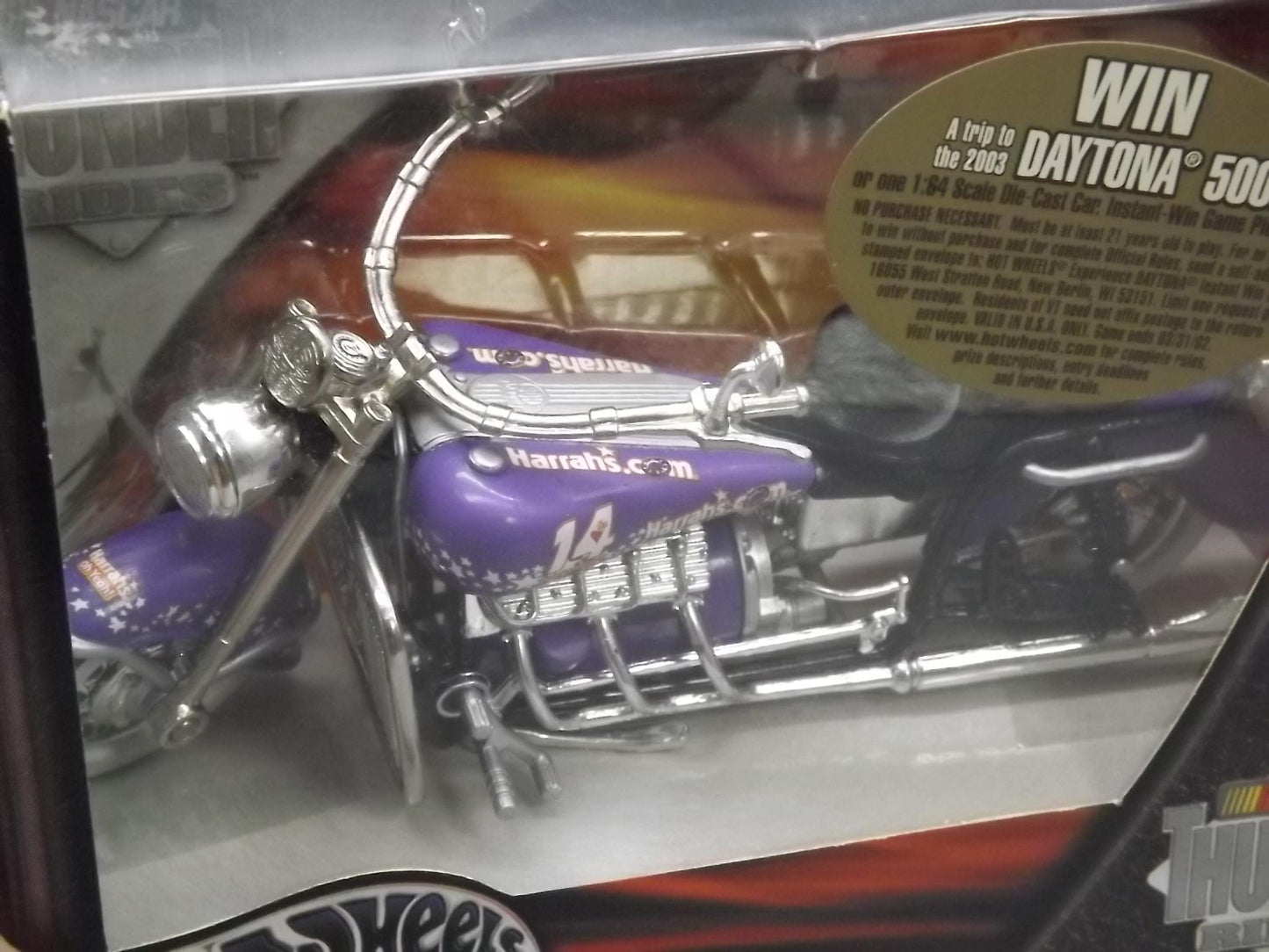 Vintage 2002 Hot Wheels Harrah's Motorcycle - Unopened Box