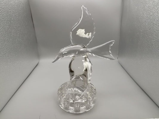 Vintage Cambridge Glass Bird Flower Frog: 1940s Floral Centerpiece