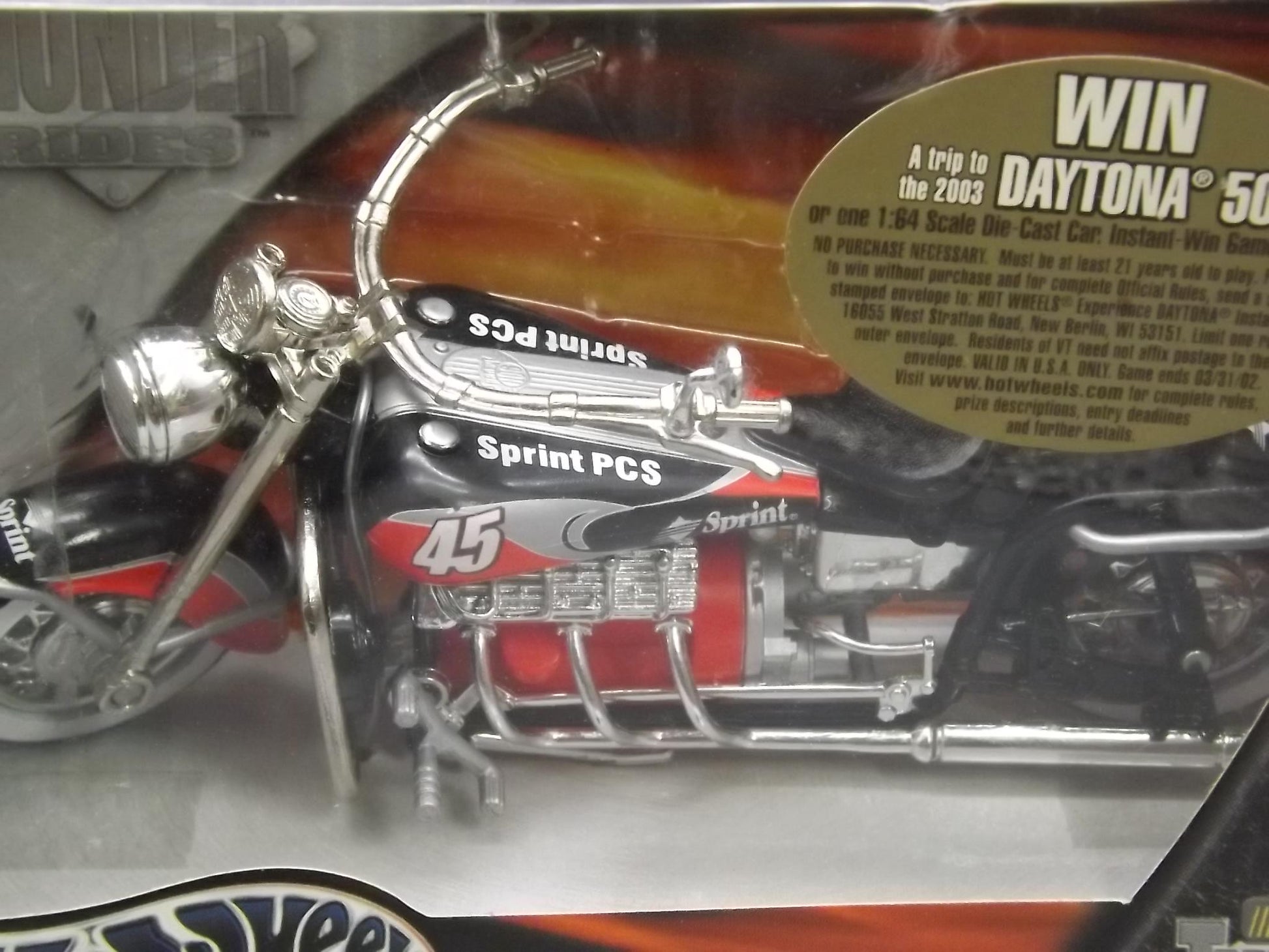 Vintage 2002 Hot Wheels Valvoline Motorcycle - Sprint PCS Thunder Rides - New in Box