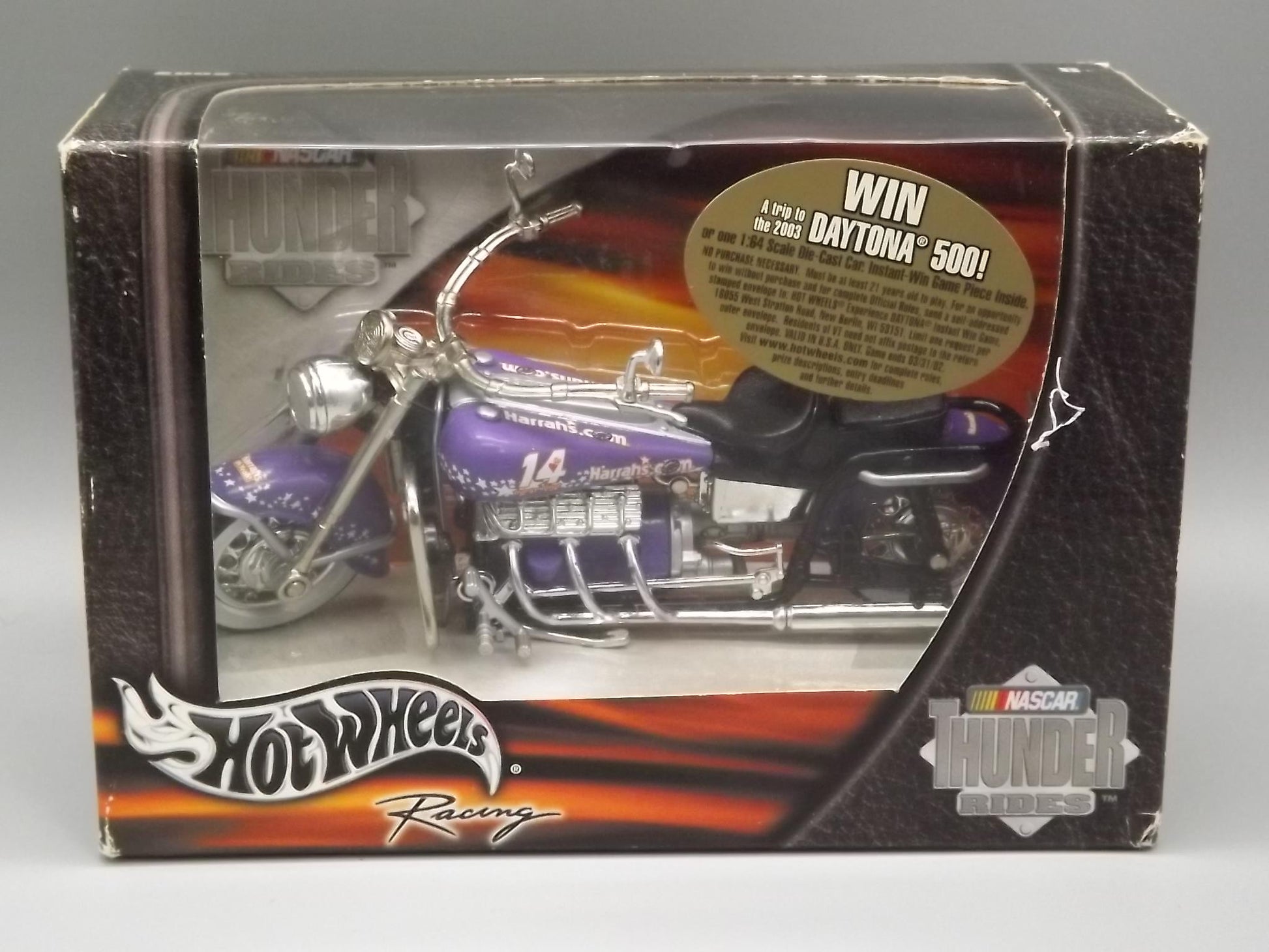 Vintage 2002 Hot Wheels Harrah's Motorcycle - Unopened Box
