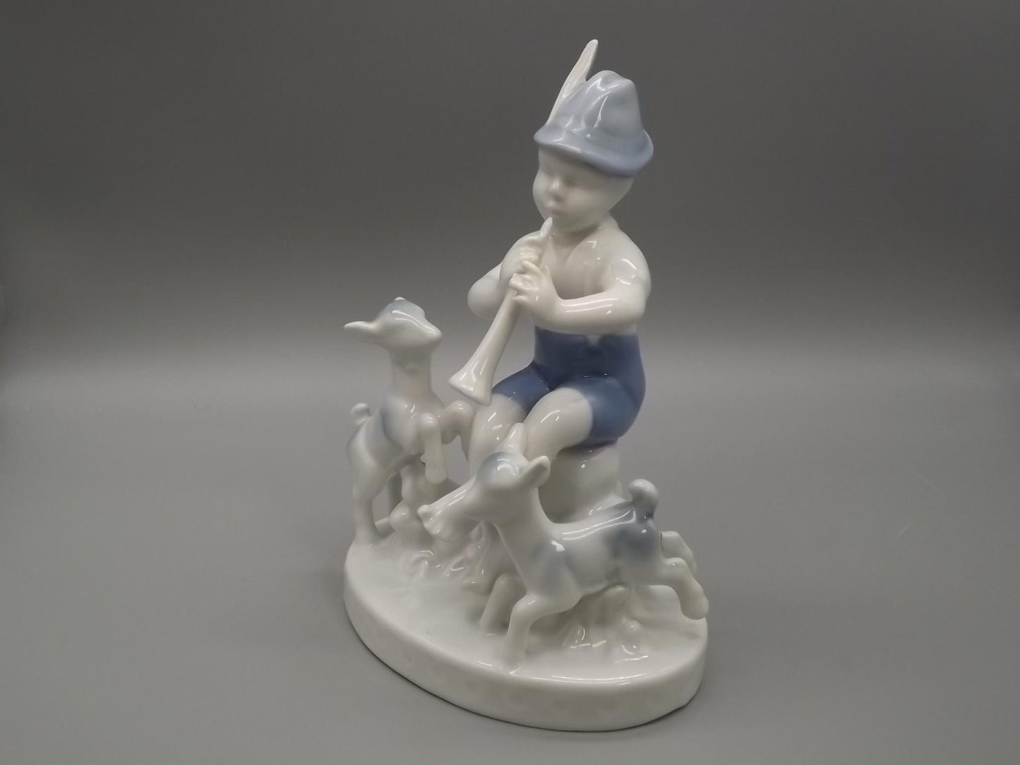 Vintage Gerold Porzellan Figurine: Piper with Goats, Bavaria West Germany
