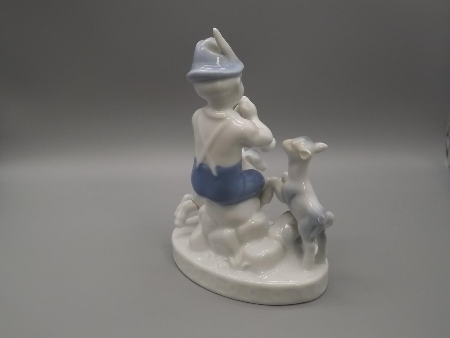 Vintage Gerold Porzellan Figurine: Piper with Goats, Bavaria West Germany