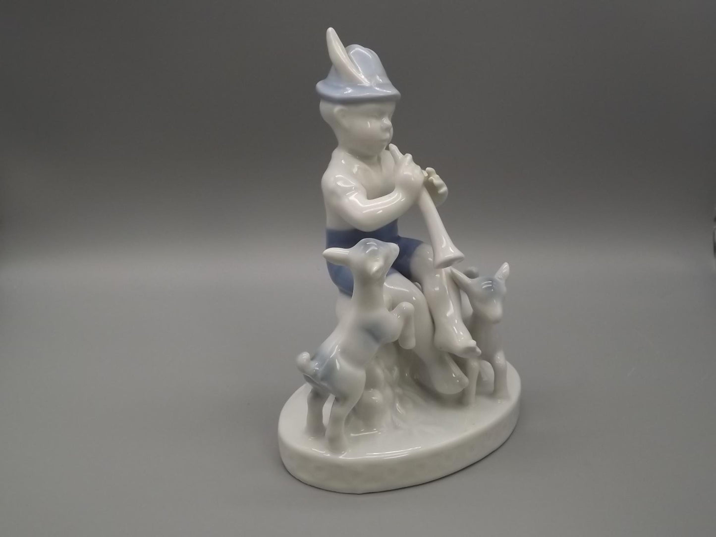 Vintage Gerold Porzellan Figurine: Piper with Goats, Bavaria West Germany