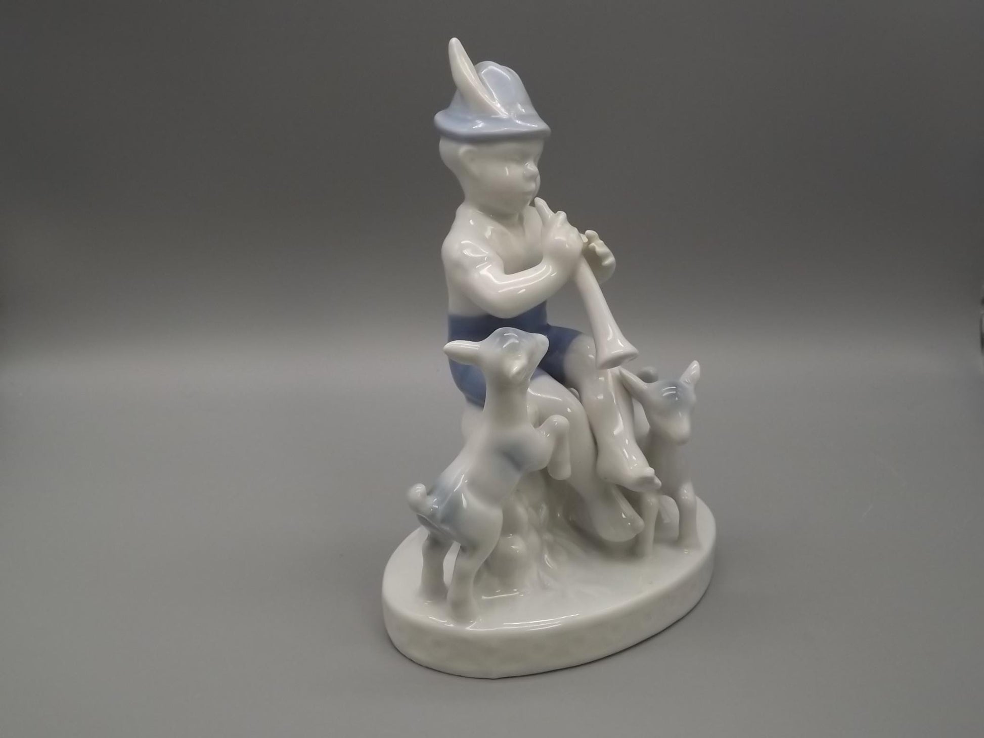 Vintage Gerold Porzellan Figurine: Piper with Goats, Bavaria West Germany