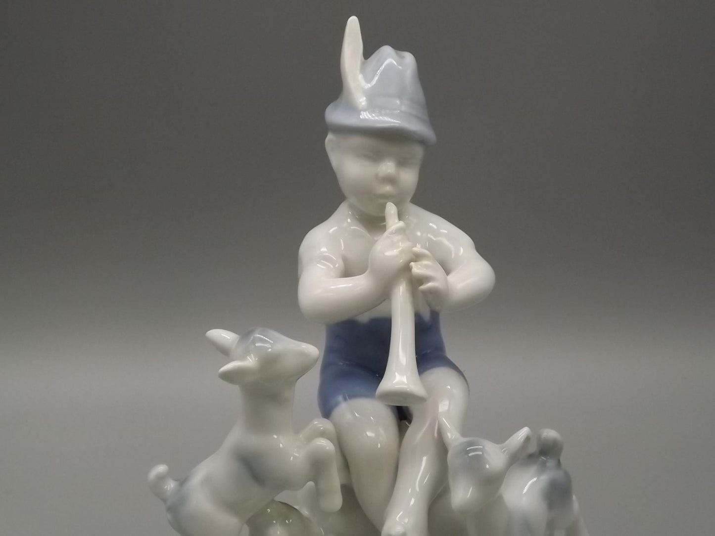 Vintage Gerold Porzellan Figurine: Piper with Goats, Bavaria West Germany