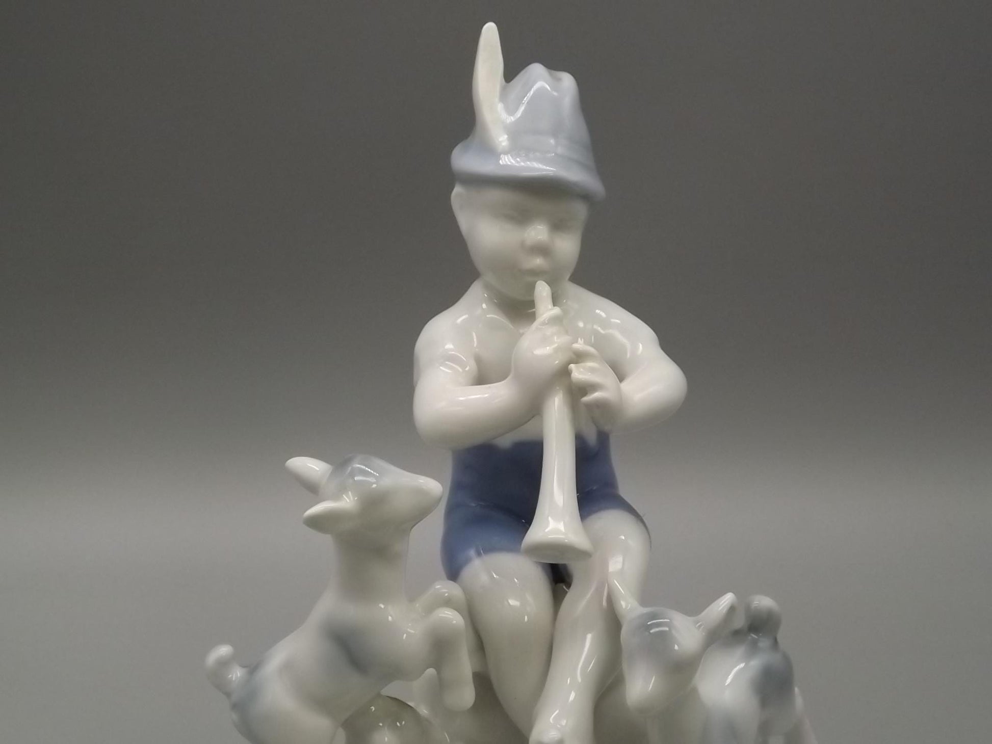 Vintage Gerold Porzellan Figurine: Piper with Goats, Bavaria West Germany