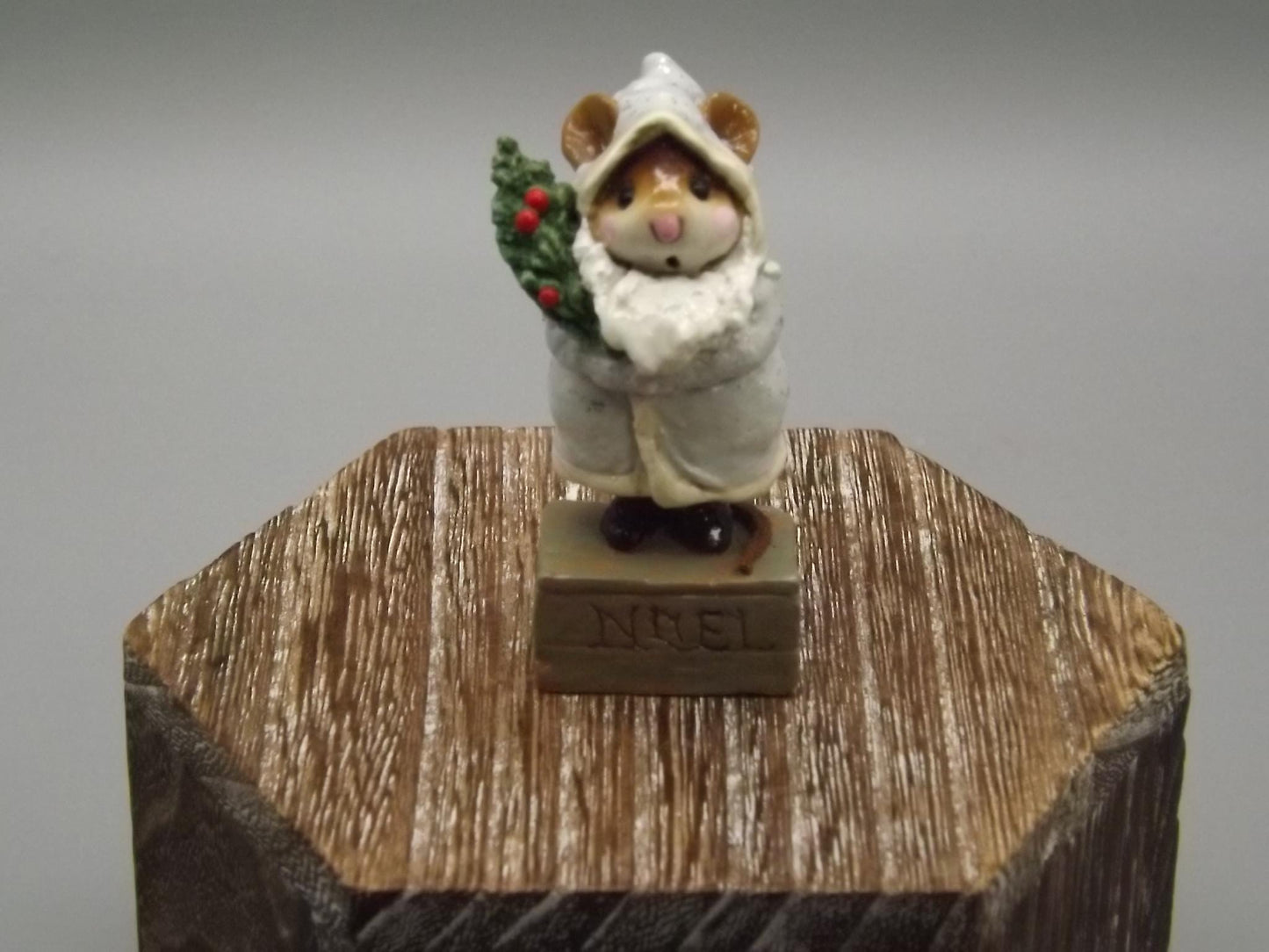Vintage Wee Forest Folk Father Chris-Mouse Figurine: 1989 Hand-Painted Christmas Mouse