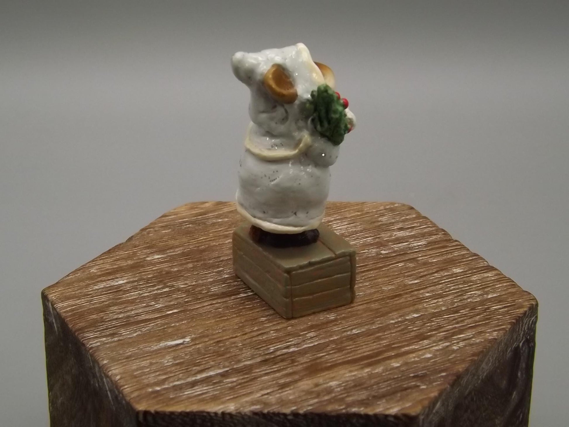 Vintage Wee Forest Folk Father Chris-Mouse Figurine: 1989 Hand-Painted Christmas Mouse