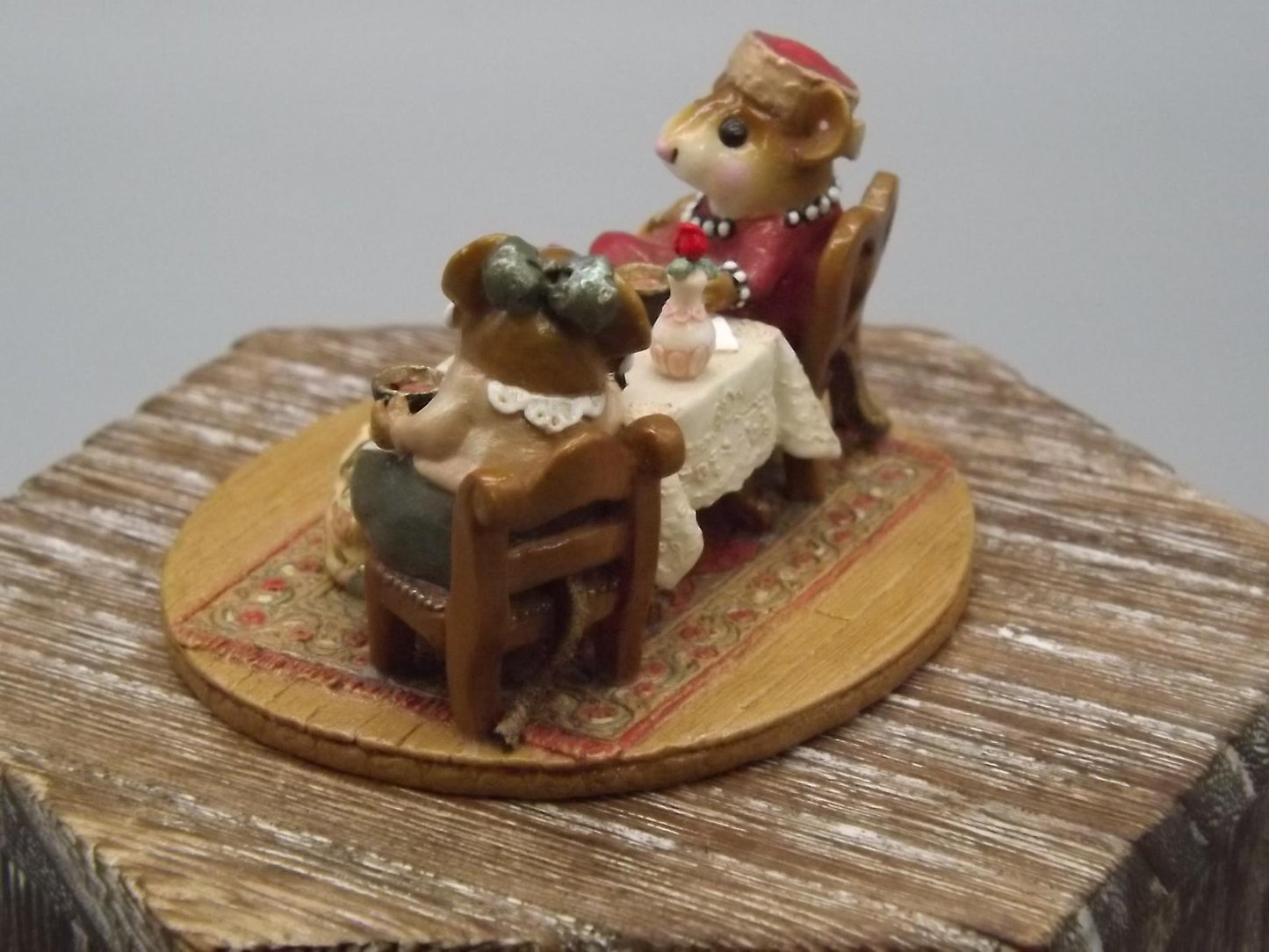Vintage Wee Forest Folk Mice Figurine: Tea with Tillie, 2002