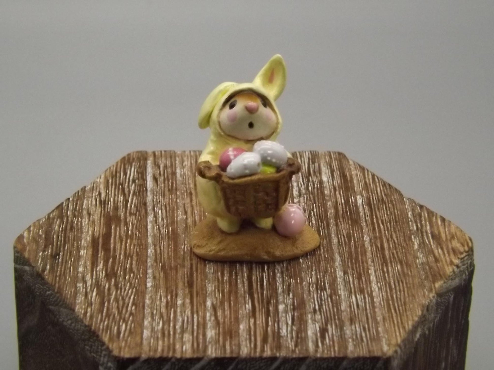 Vintage Wee Forest Folk Mouse: Easter Bunny Costume, Hand Painted Miniature