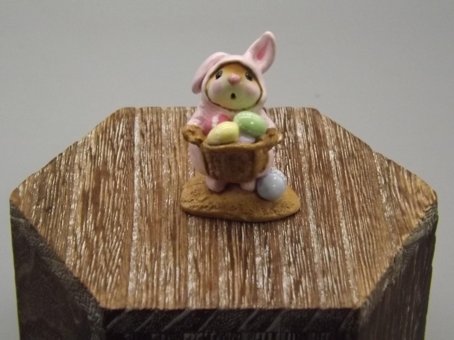 Vintage Wee Forest Folk Mouse: Easter Bunny Costume, Hand Painted Miniature
