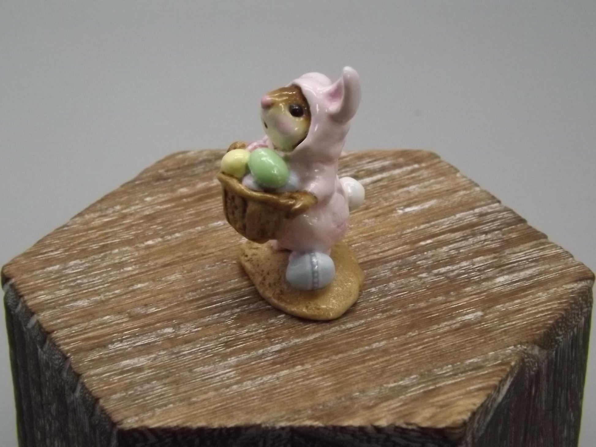 Vintage Wee Forest Folk Mouse: Easter Bunny Costume, Hand Painted Miniature