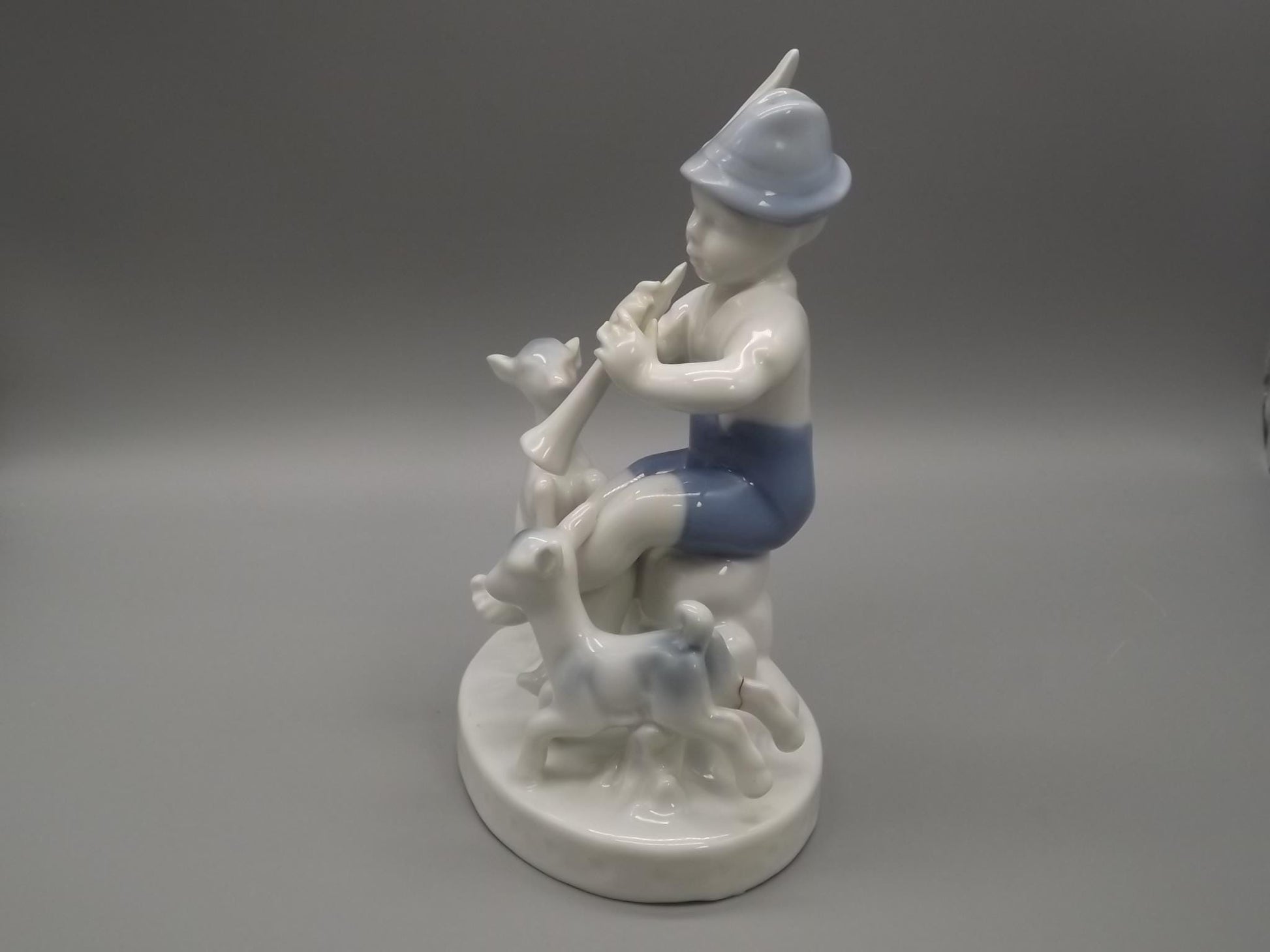 Vintage Gerold Porzellan Figurine: Piper with Goats, Bavaria West Germany