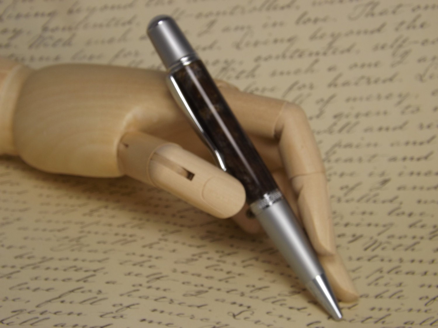 Handmade Molten Silver Pen, Sierra Vista style two tone chrome pen.