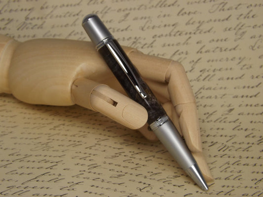 Handmade Molten Silver Pen, Sierra Vista style two tone chrome pen.