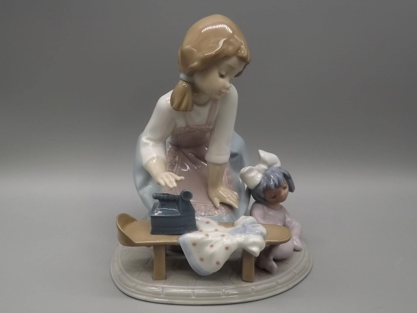 Vintage Lladro "My Chores" Figurine #5782 - Girl Ironing Doll Clothes, Original Box