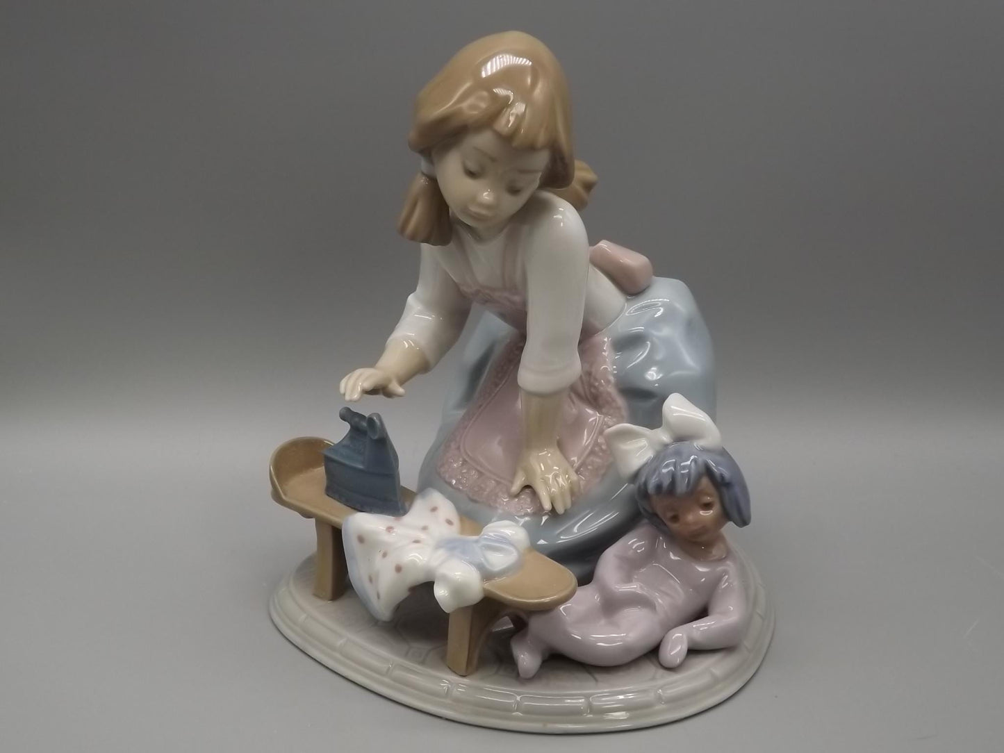 Vintage Lladro "My Chores" Figurine #5782 - Girl Ironing Doll Clothes, Original Box