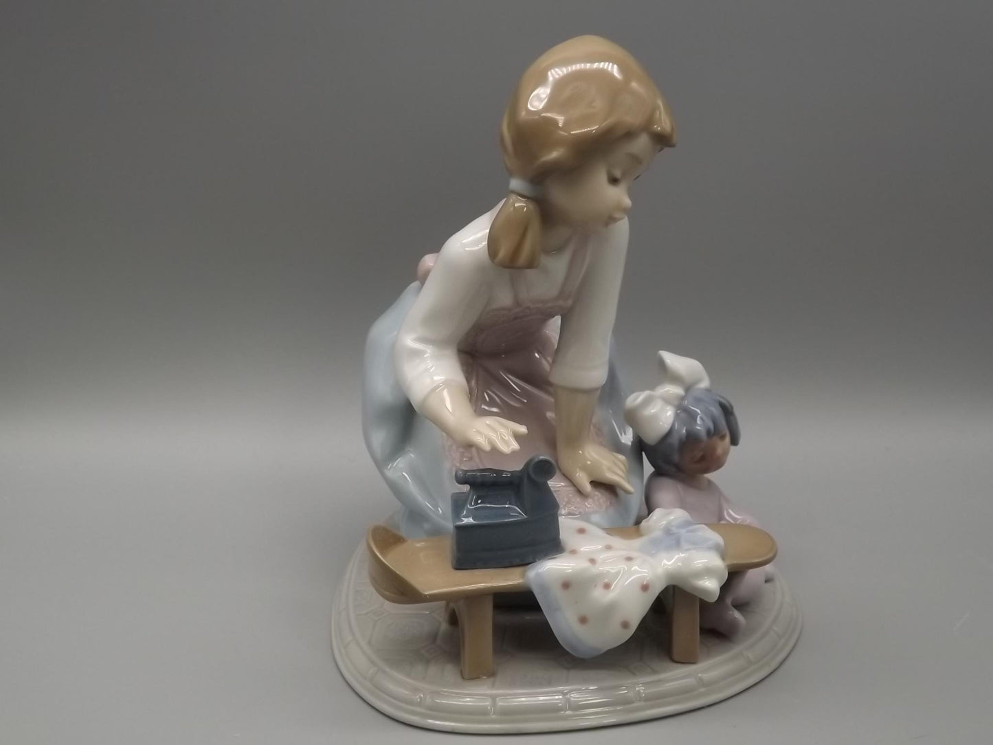 Vintage Lladro "My Chores" Figurine #5782 - Girl Ironing Doll Clothes, Original Box