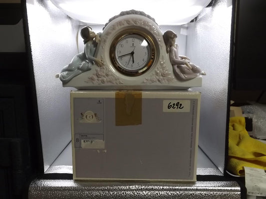Vintage Lladro Two Sisters Clock #5776 (1991) with Original Box