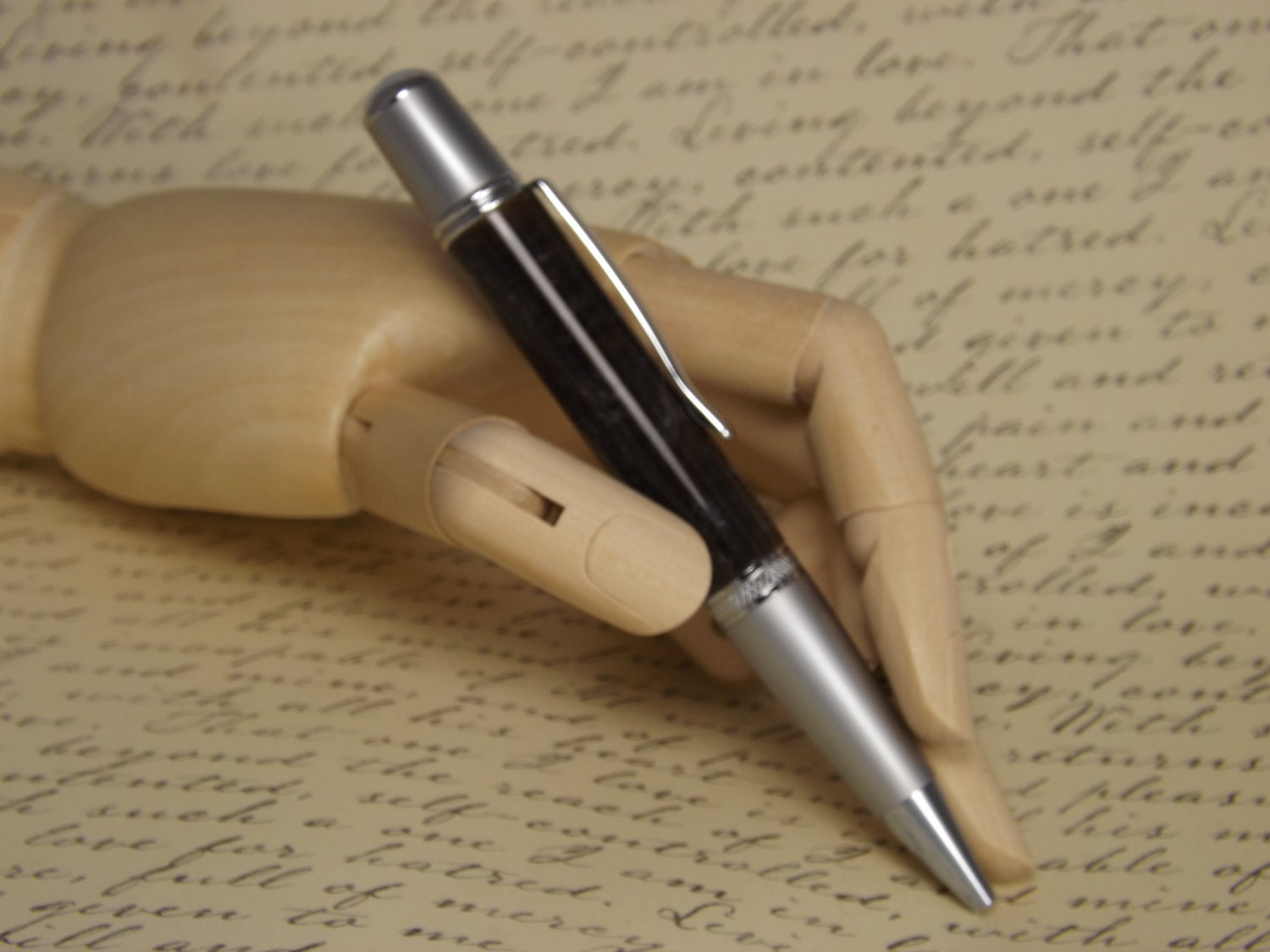 Handmade Molten Silver Pen, Sierra Vista style two tone chrome pen.