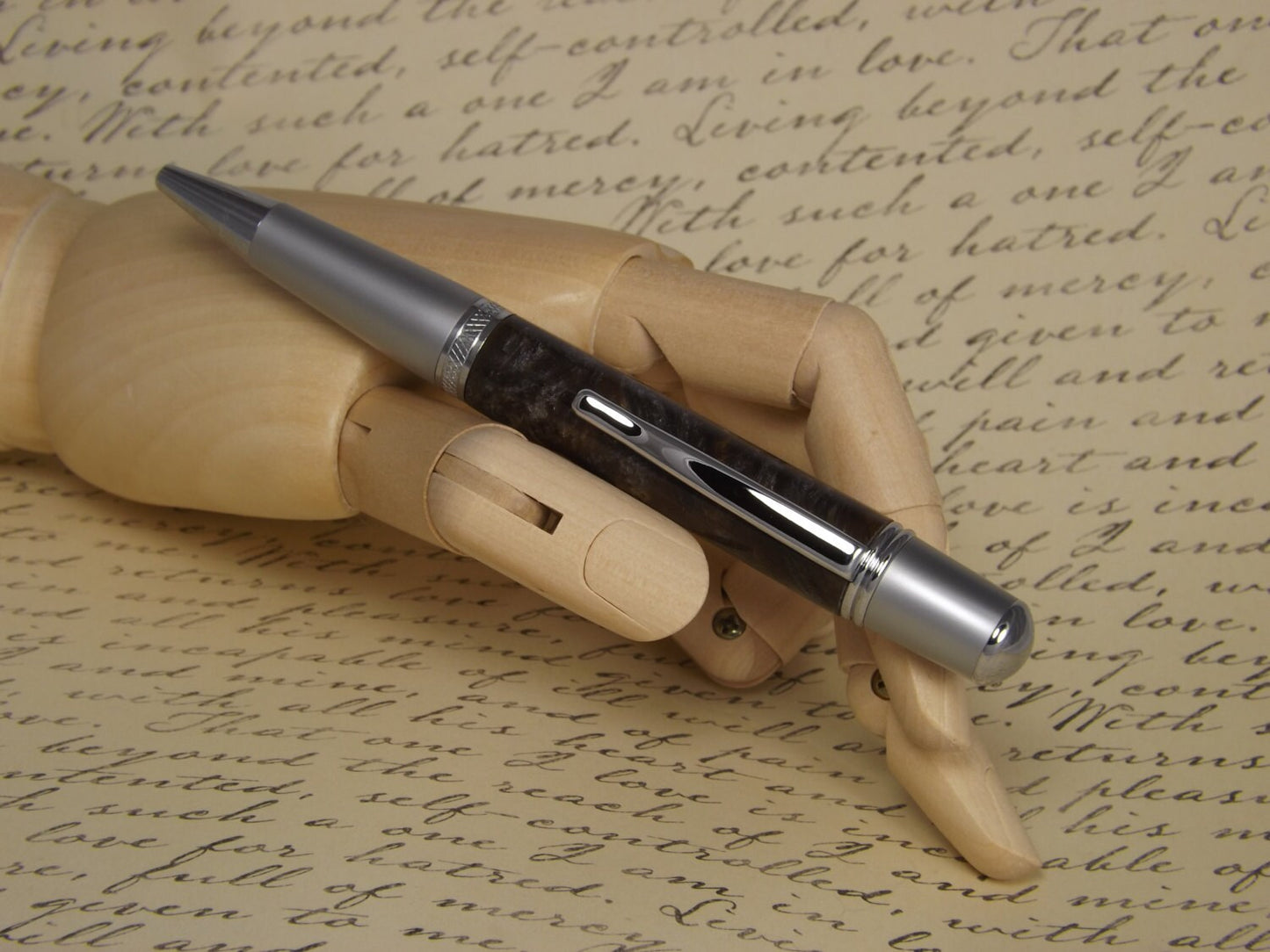 Handmade Molten Silver Pen, Sierra Vista style two tone chrome pen.