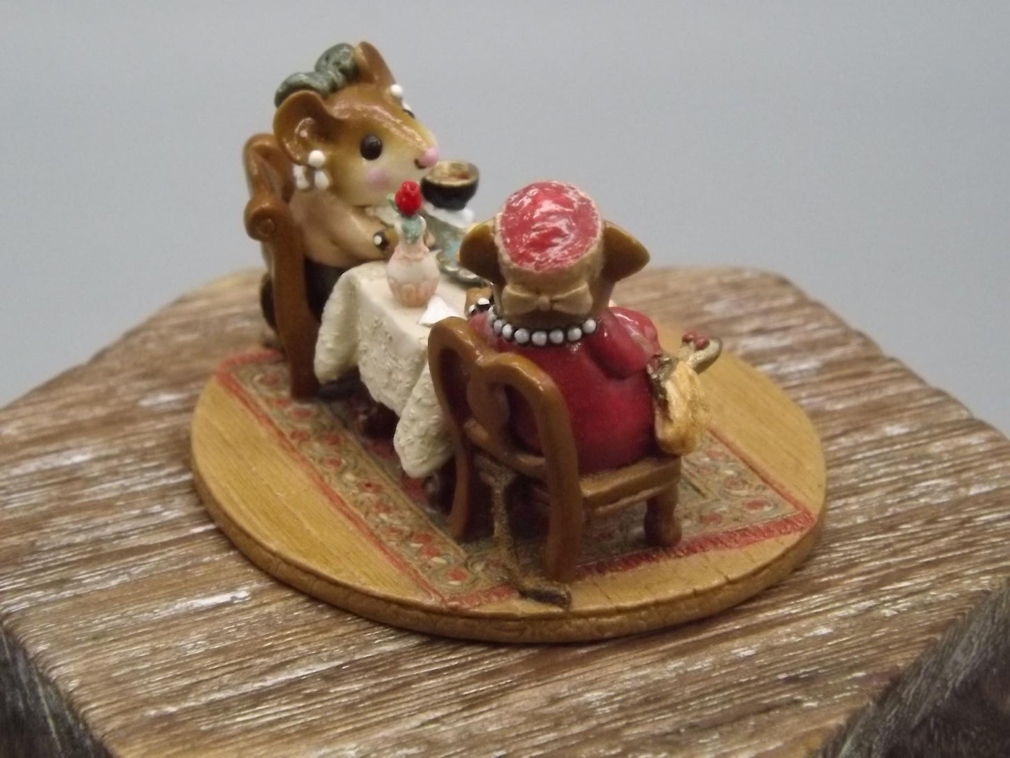 Vintage Wee Forest Folk Mice Figurine: Tea with Tillie, 2002