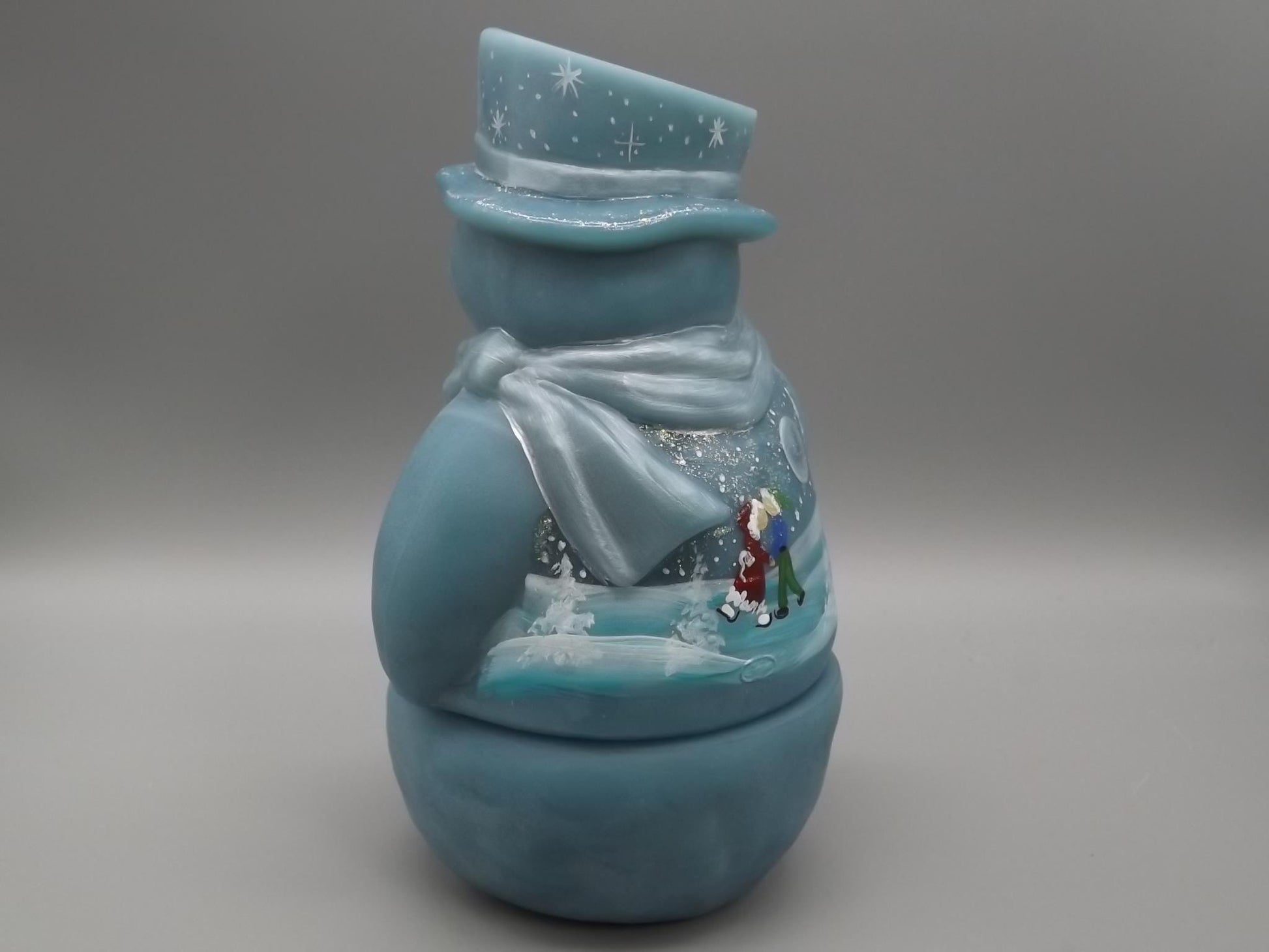 Limited Edition Fenton Snowman Tea Light Figurine: Signed Art Glass #14/24