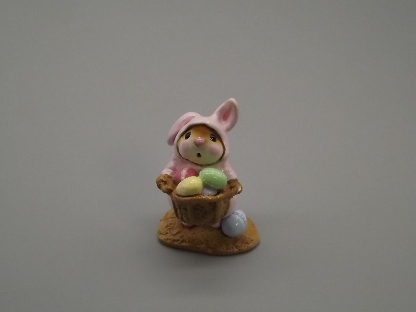 Vintage Wee Forest Folk Mouse: Easter Bunny Costume, Hand Painted Miniature