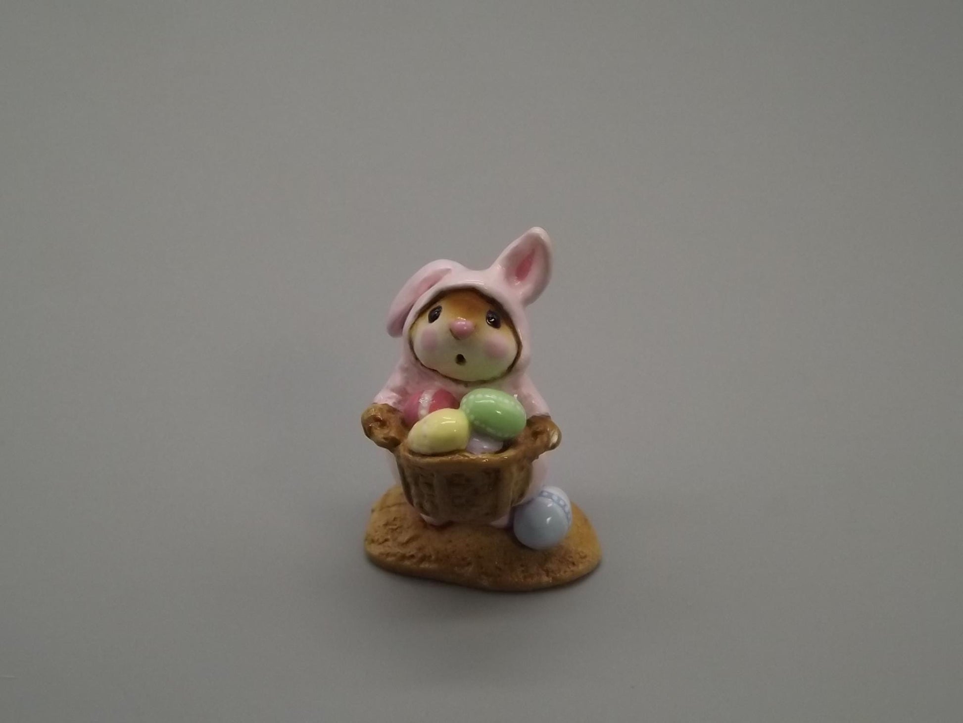 Vintage Wee Forest Folk Mouse: Easter Bunny Costume, Hand Painted Miniature