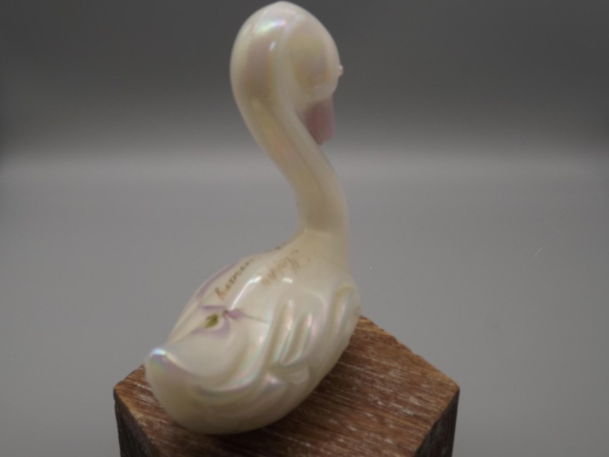 Vintage Fenton Hand-Painted Anniversary Swan Figurine - Signed K. Lauderman, 1989