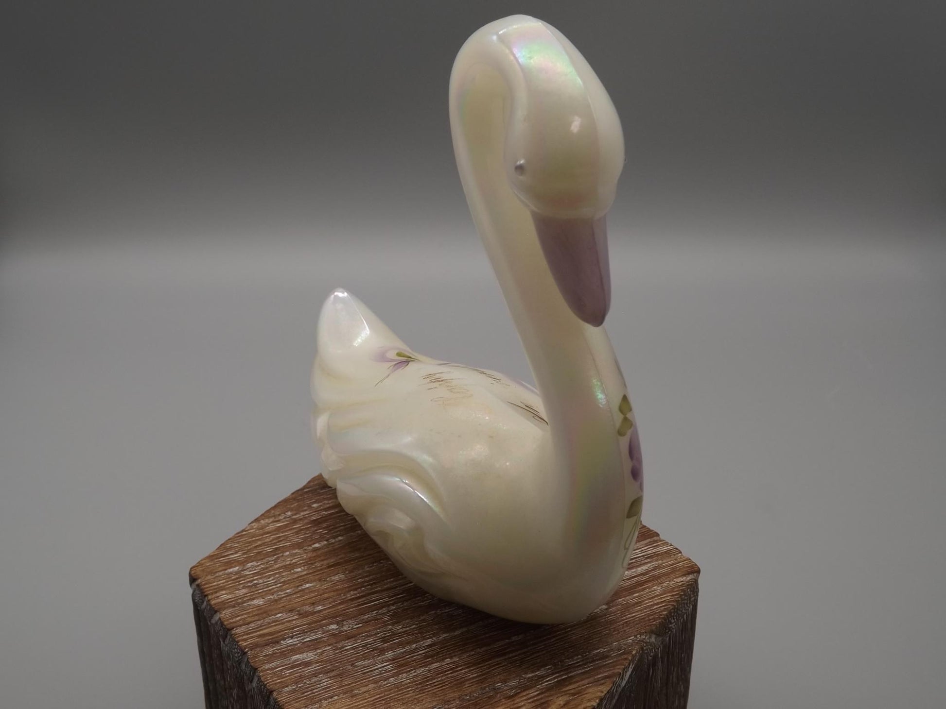 Vintage Fenton Hand-Painted Anniversary Swan Figurine - Signed K. Lauderman, 1989