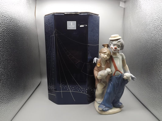 Vintage Lladro "Pals Forever" Figurine: Clown, Girl & Puppies, #7686 (Original Box)