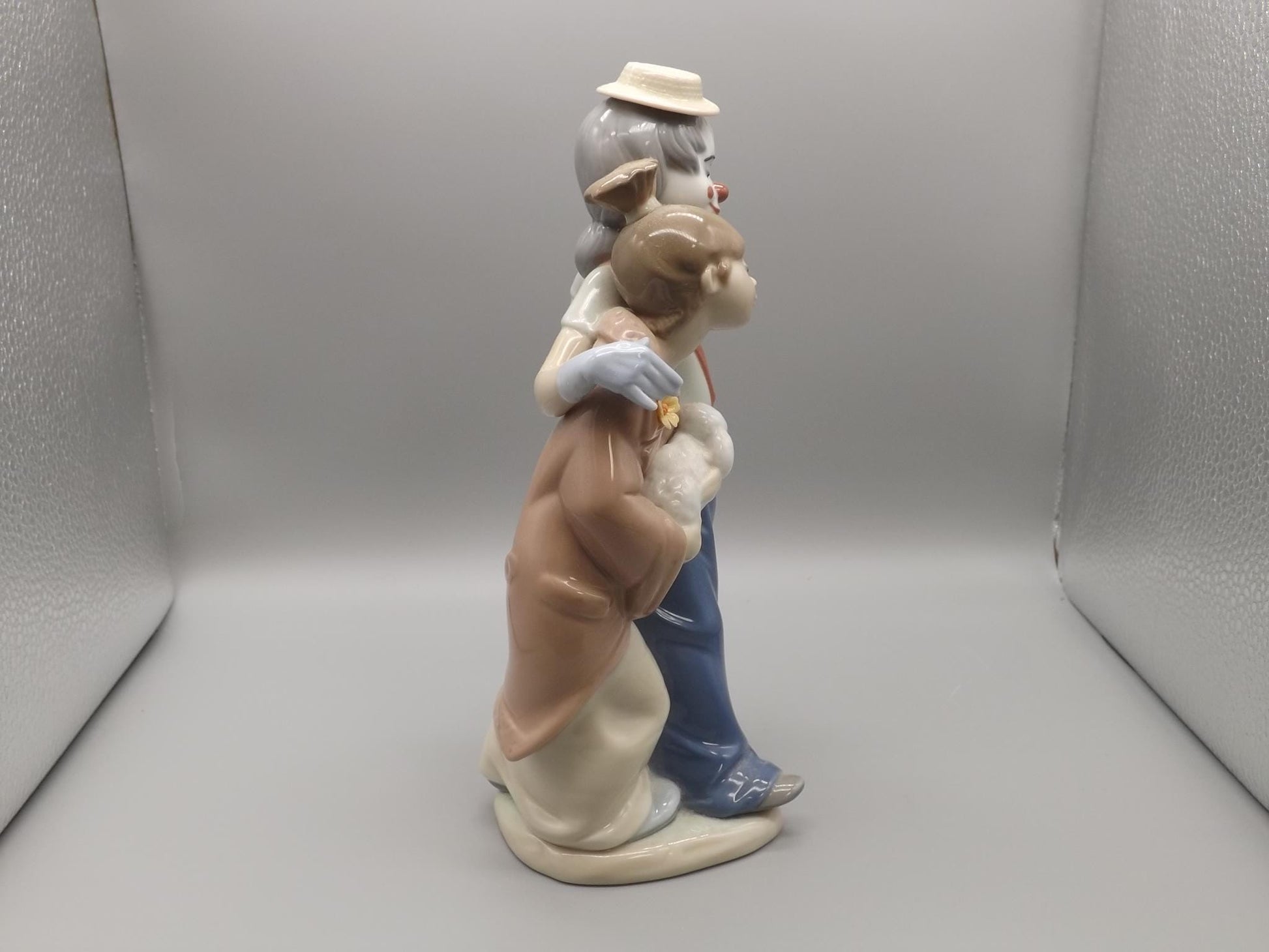 Vintage Lladro "Pals Forever" Figurine: Clown, Girl & Puppies, #7686 (Original Box)