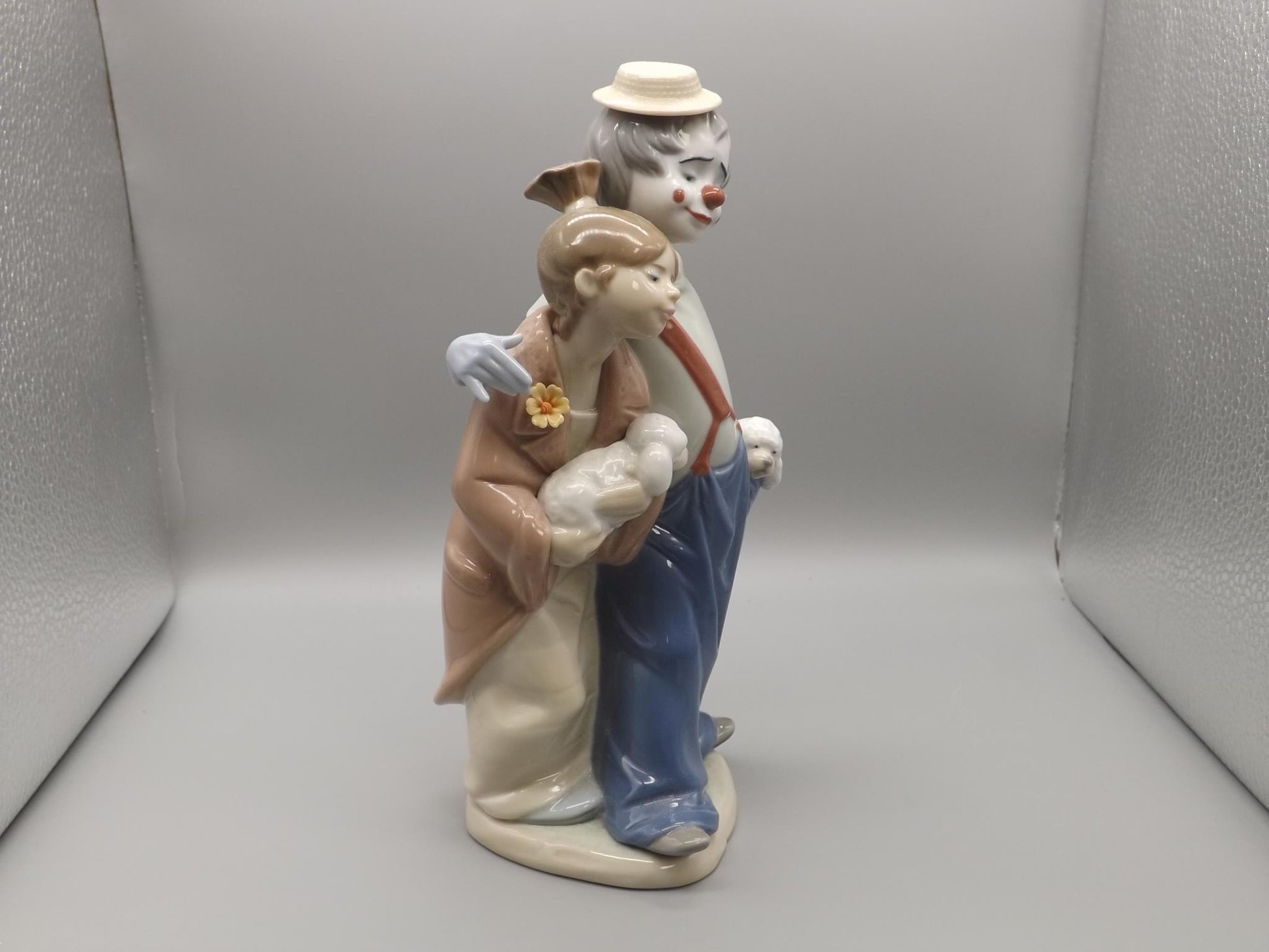 Vintage Lladro "Pals Forever" Figurine: Clown, Girl & Puppies, #7686 (Original Box)