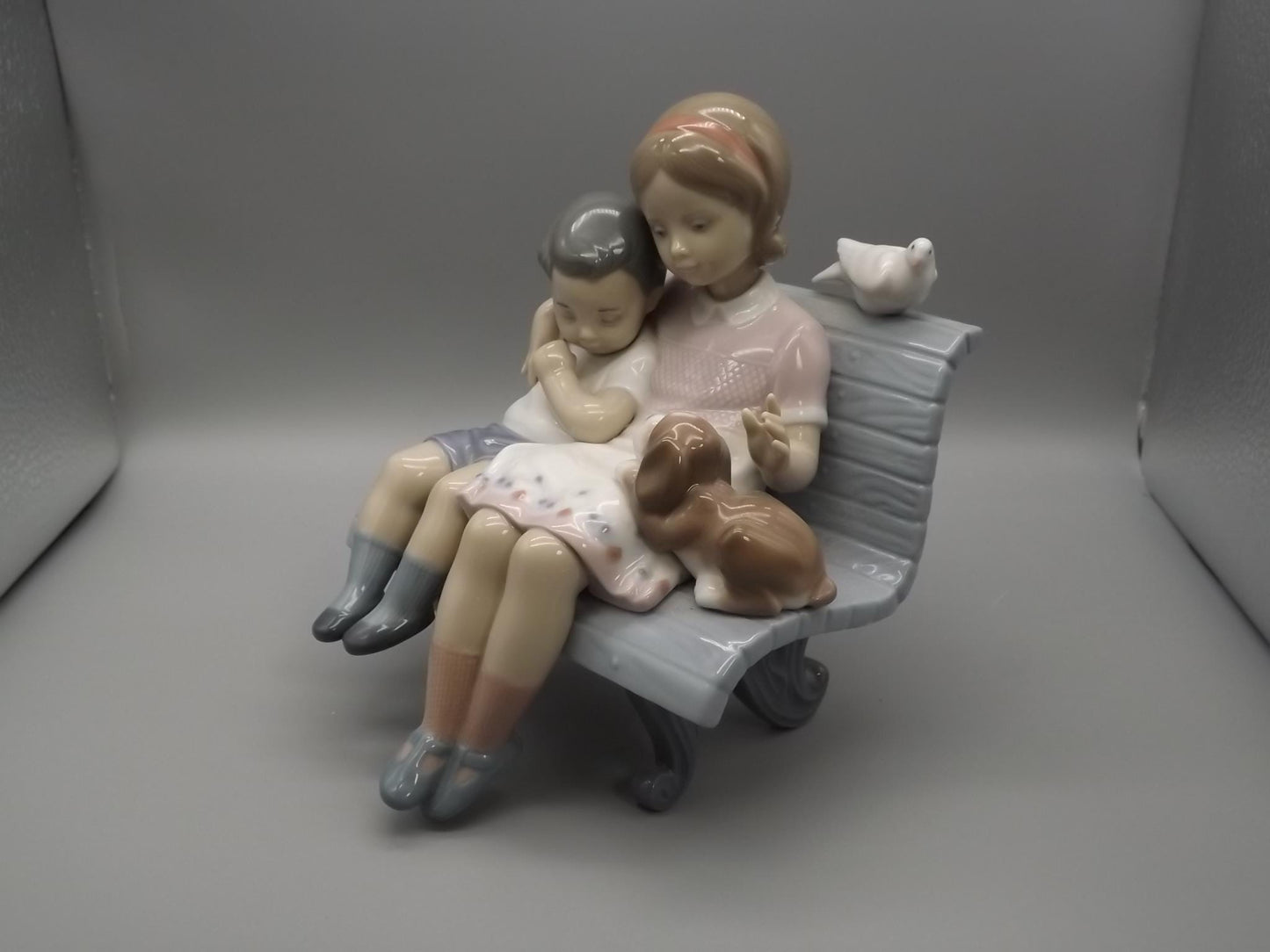 Vintage Lladro Figurine: "Surrounded by Love" #6446, Children and Dog, Artist Signed