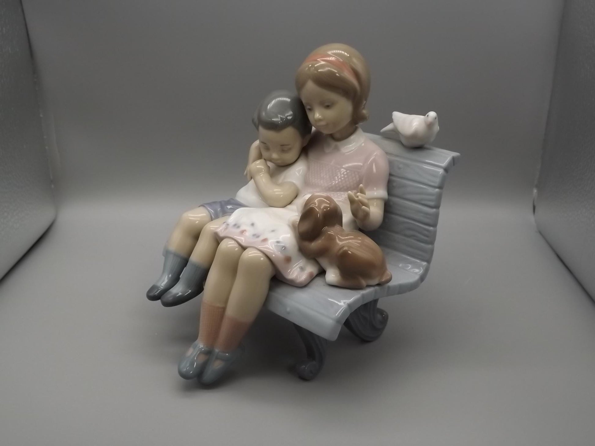 Vintage Lladro Figurine: "Surrounded by Love" #6446, Children and Dog, Artist Signed