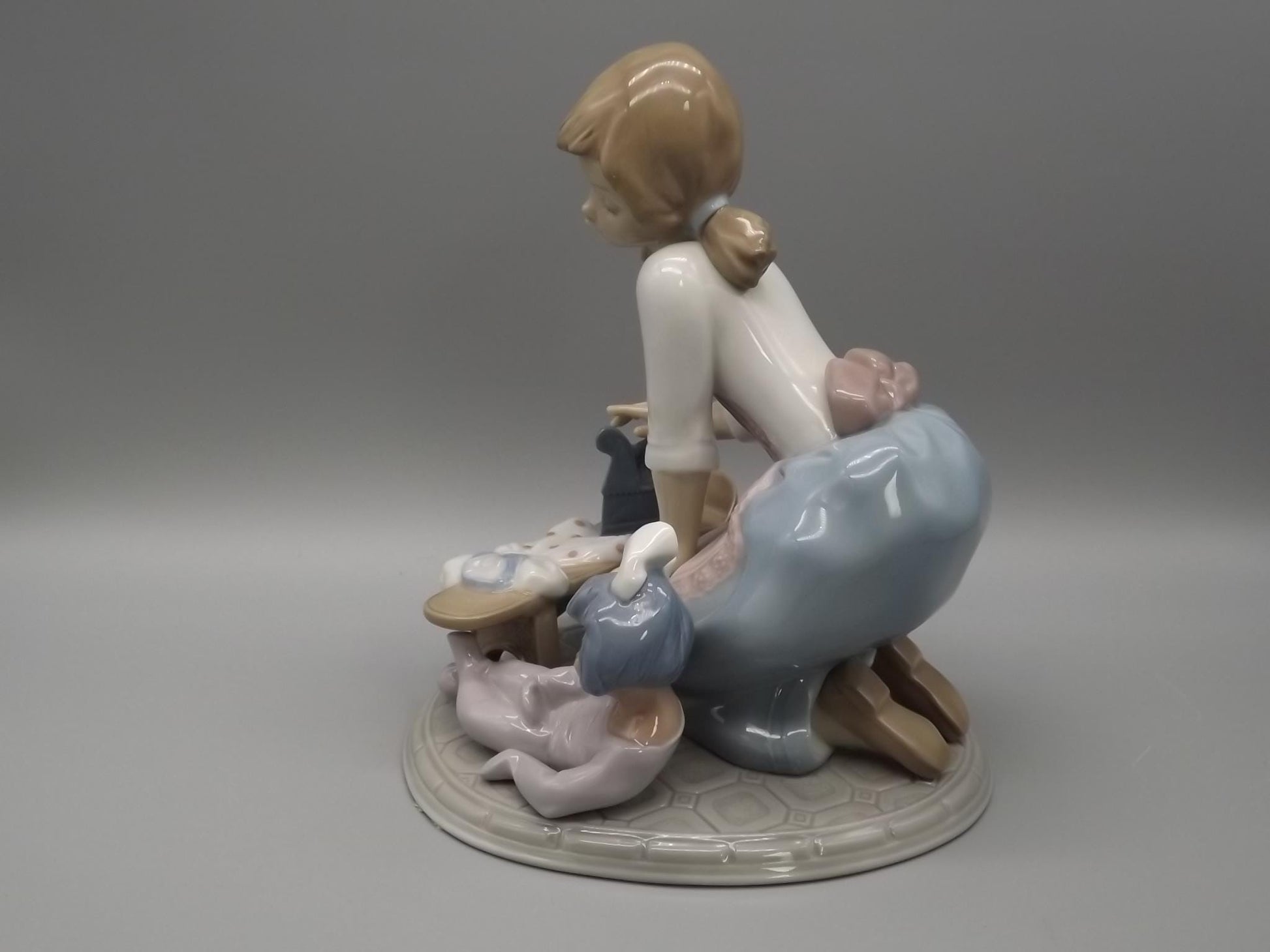 Vintage Lladro "My Chores" Figurine: Girl Ironing Doll Clothes, #5782 (With Box)