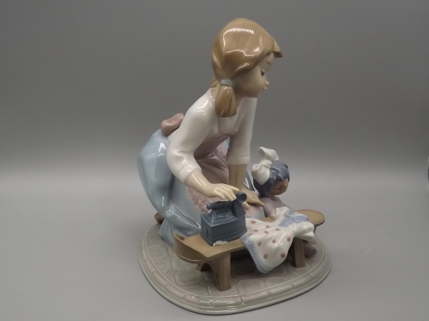 Vintage Lladro "My Chores" Figurine: Girl Ironing Doll Clothes, #5782 (With Box)