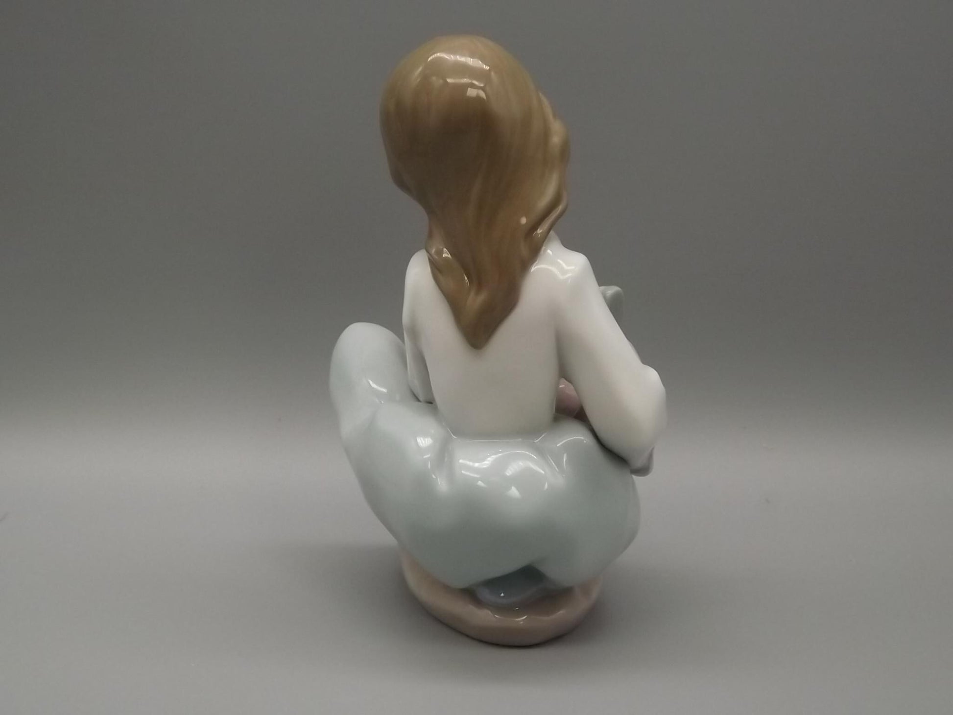 Vintage Lladro "Thoughtful Caress" Figurine: Girl with her doll, #5990 (1993, with Box)