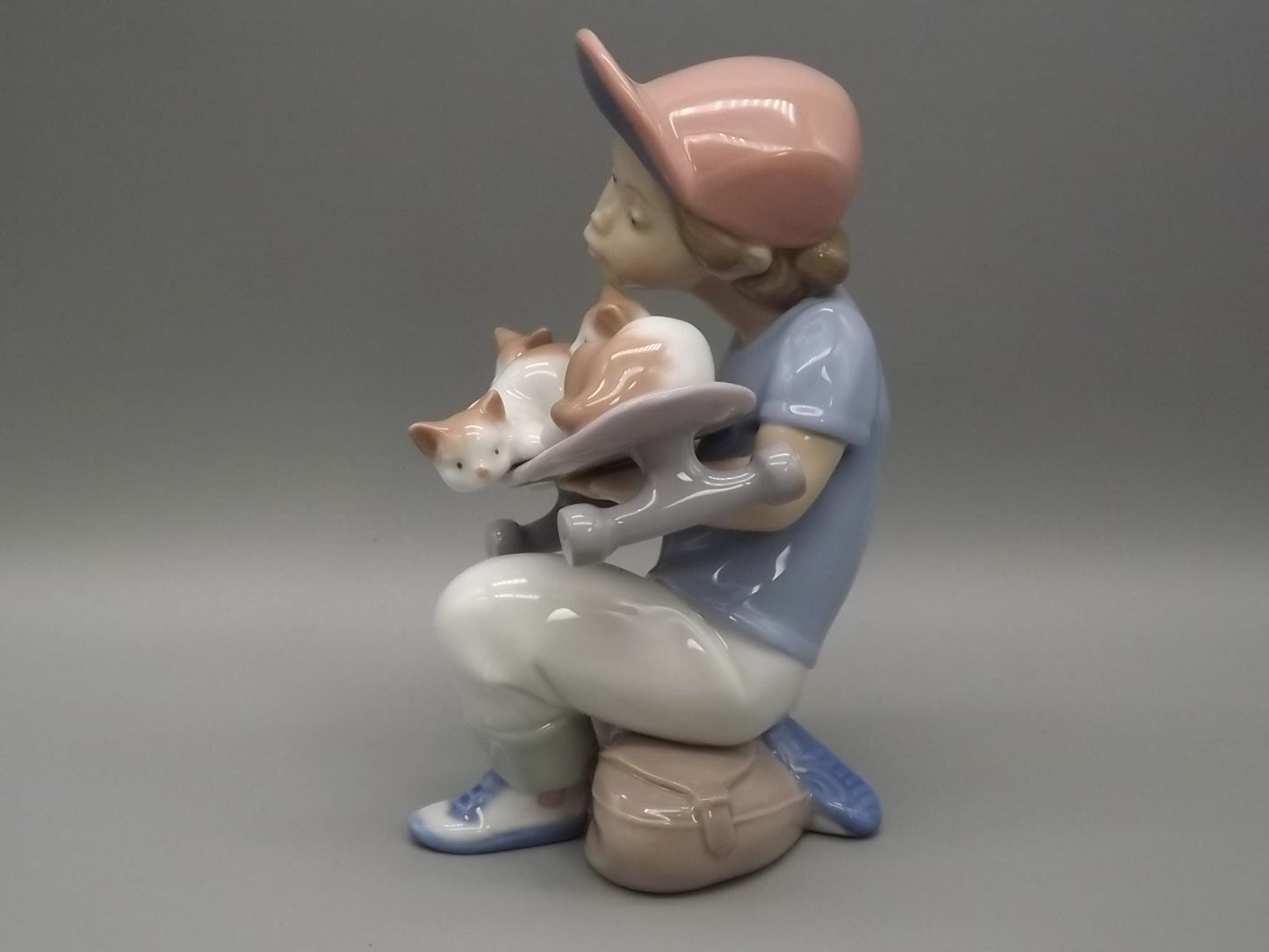 Vintage Lladro "Little Riders" Figurine: Boy with Kittens, #7623 (1994, with Box) Limited Edition