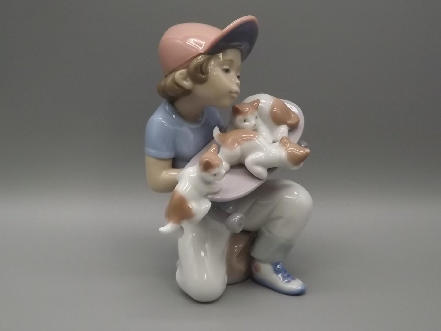 Vintage Lladro "Little Riders" Figurine: Boy with Kittens, #7623 (1994, with Box) Limited Edition