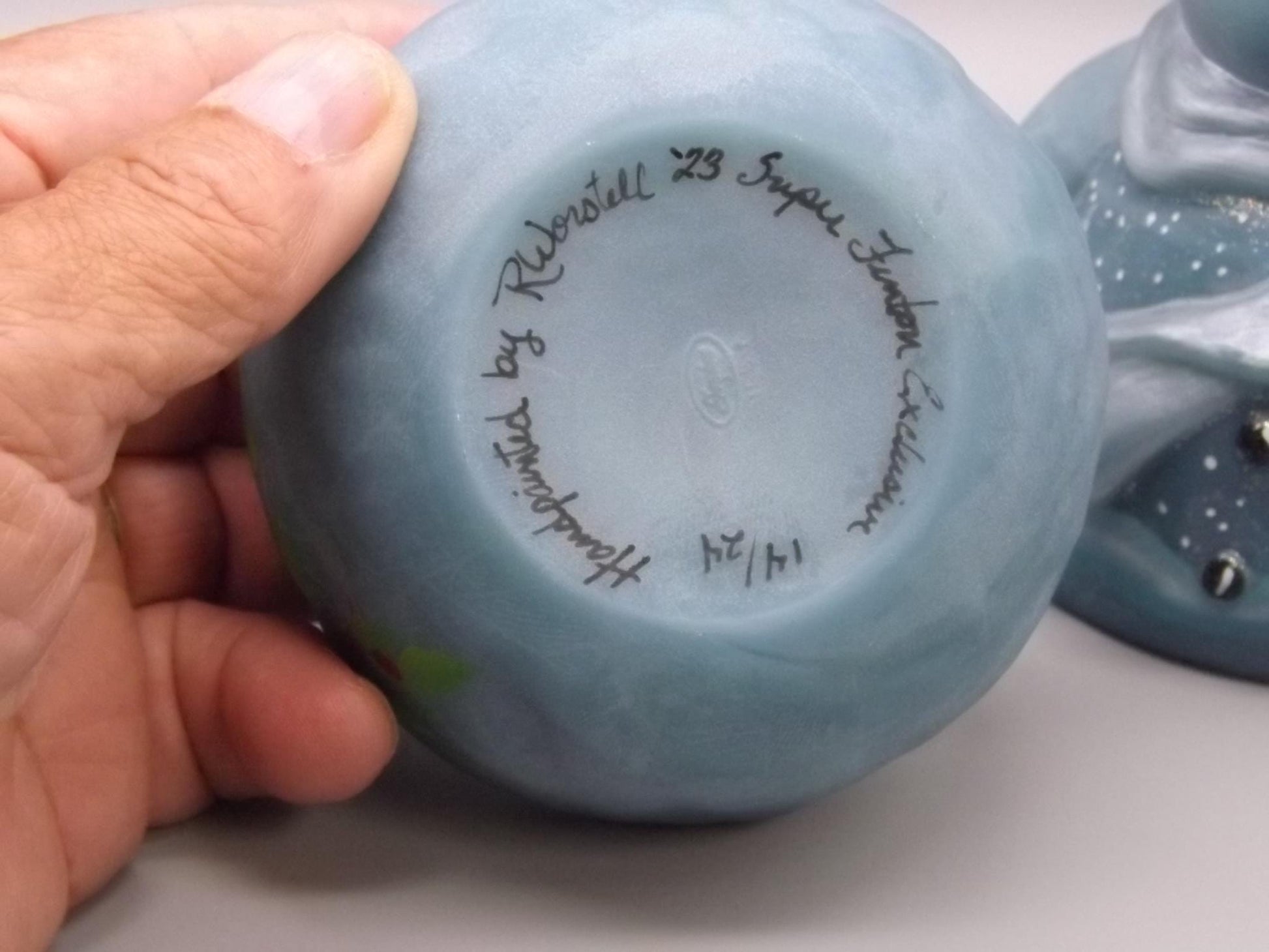 Limited Edition Fenton Snowman Tea Light Figurine: Signed Art Glass #14/24