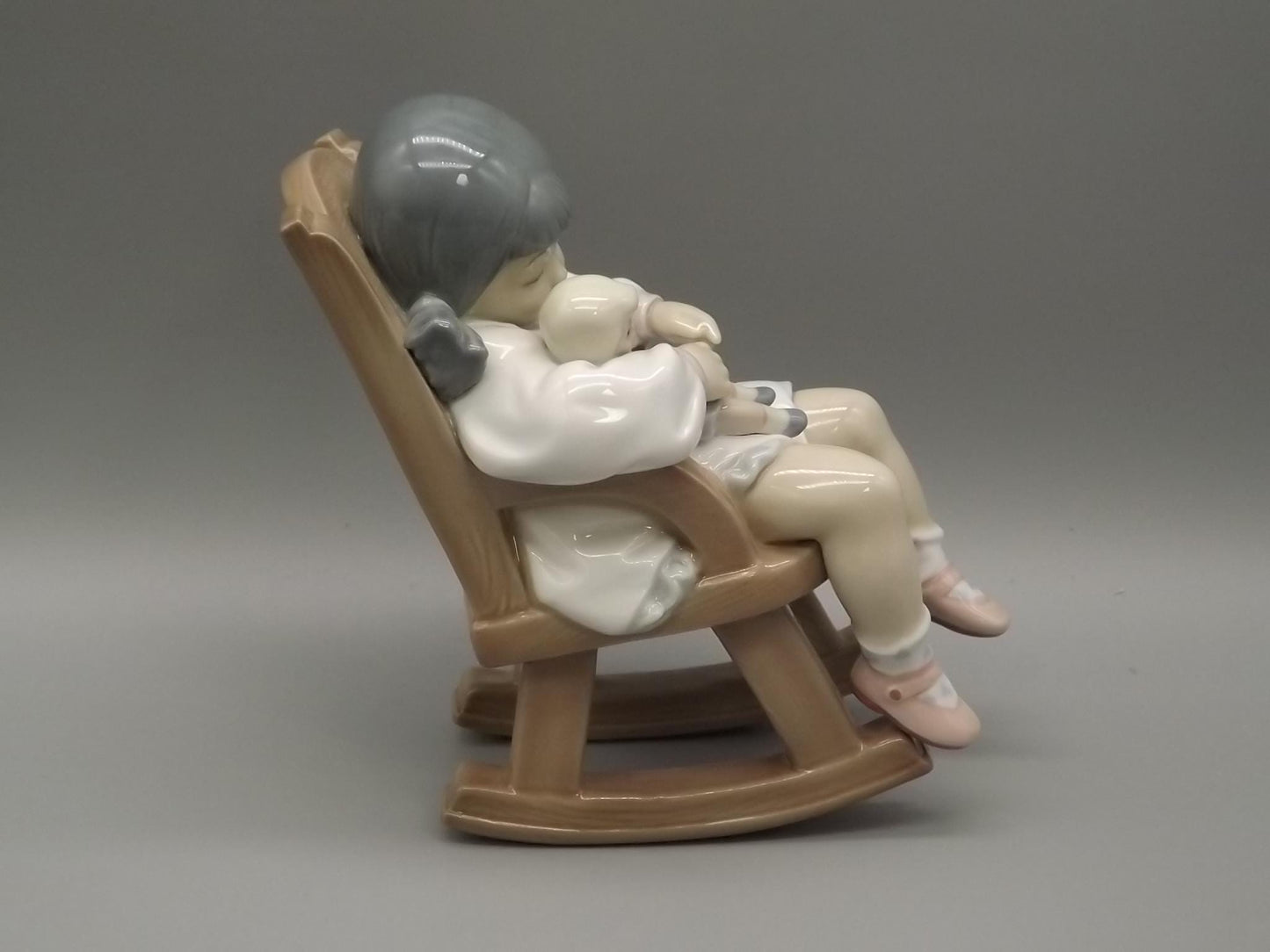 Vintage Lladro "Naptime" Figurine #5448 - Girl with Doll in Rocking Chair (1987, with Box)