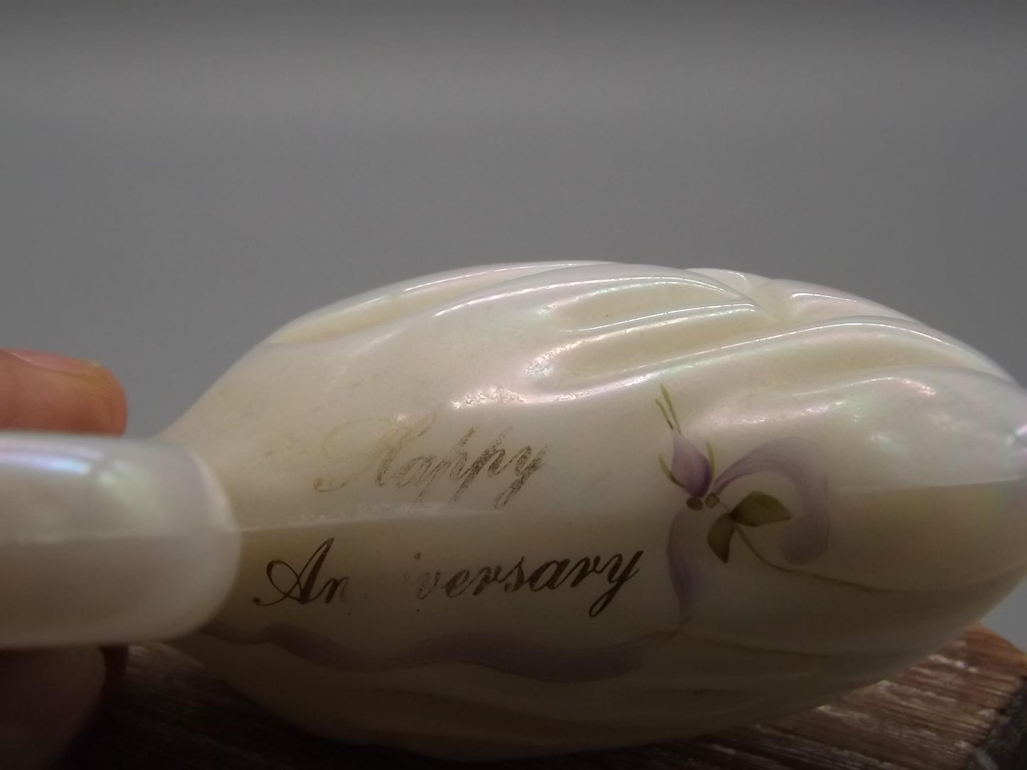 Vintage Fenton Hand-Painted Anniversary Swan Figurine - Signed K. Lauderman, 1989