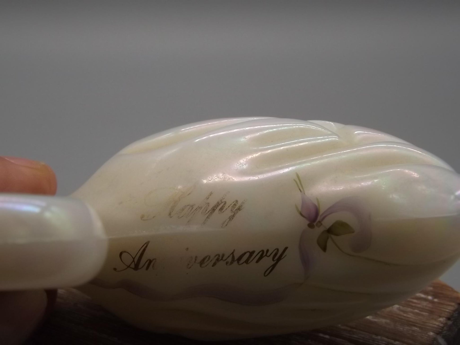 Vintage Fenton Hand-Painted Anniversary Swan Figurine - Signed K. Lauderman, 1989