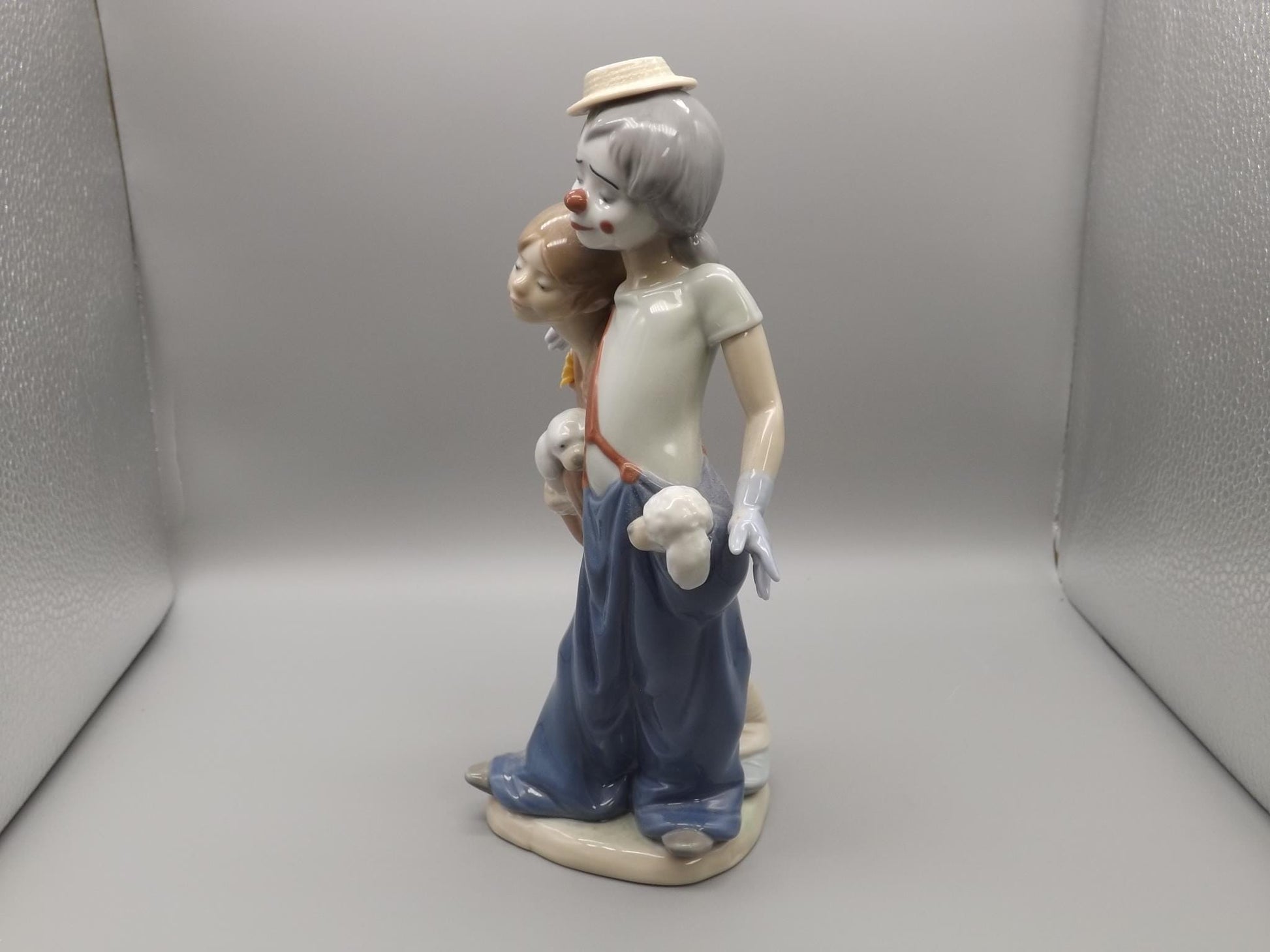 Vintage Lladro "Pals Forever" Figurine: Clown, Girl & Puppies, #7686 (Original Box)