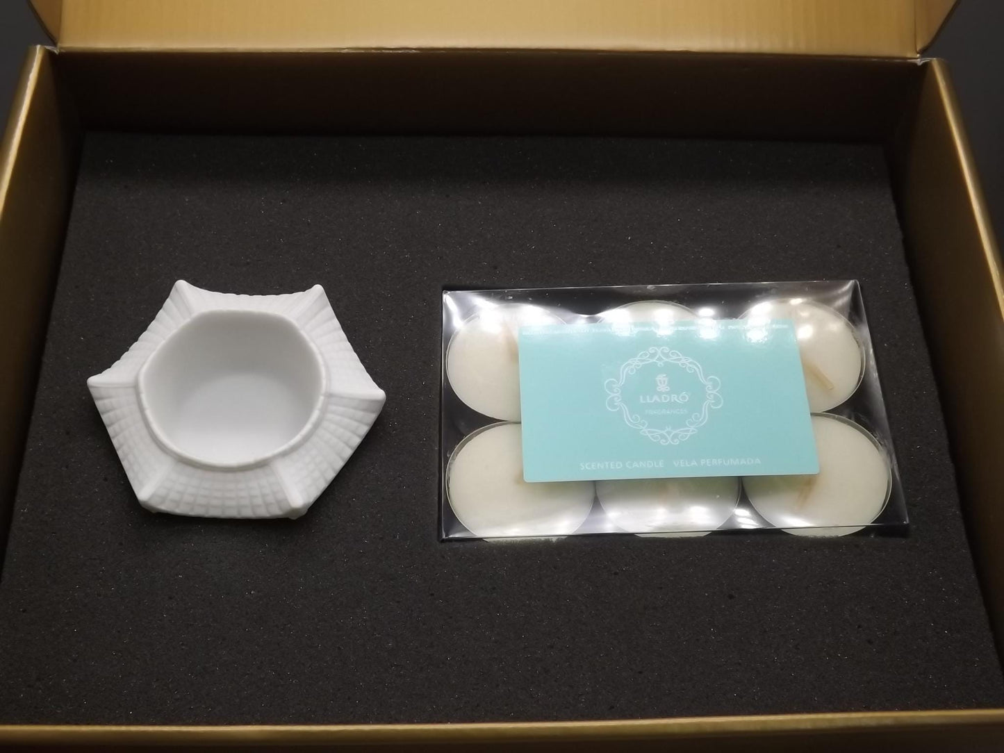 Vintage Lladro Privilege Gold Pagoda Tea Light Set: Mediterranean Beach Candles, Original Box