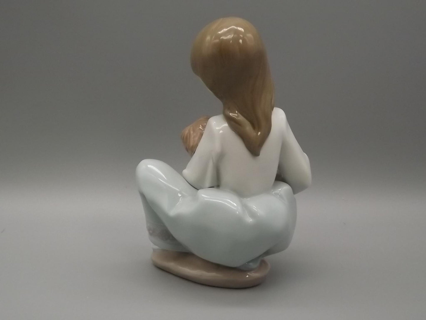 Vintage Lladro "Thoughtful Caress" Figurine: Girl with her doll, #5990 (1993, with Box)