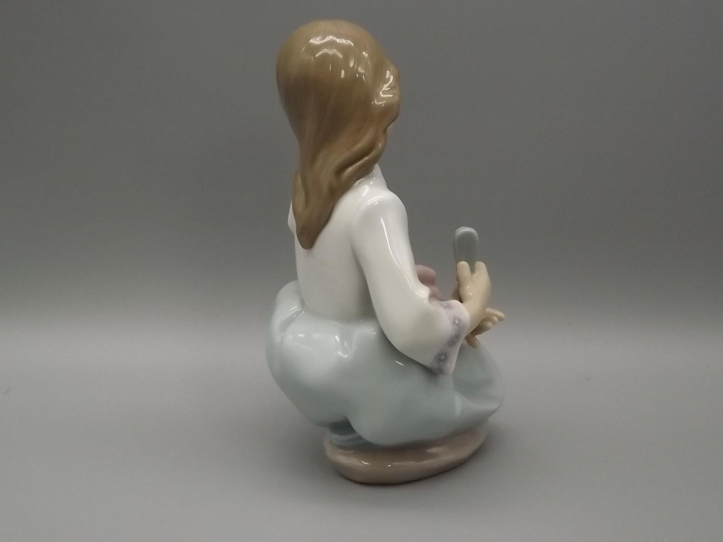 Vintage Lladro "Thoughtful Caress" Figurine: Girl with her doll, #5990 (1993, with Box)