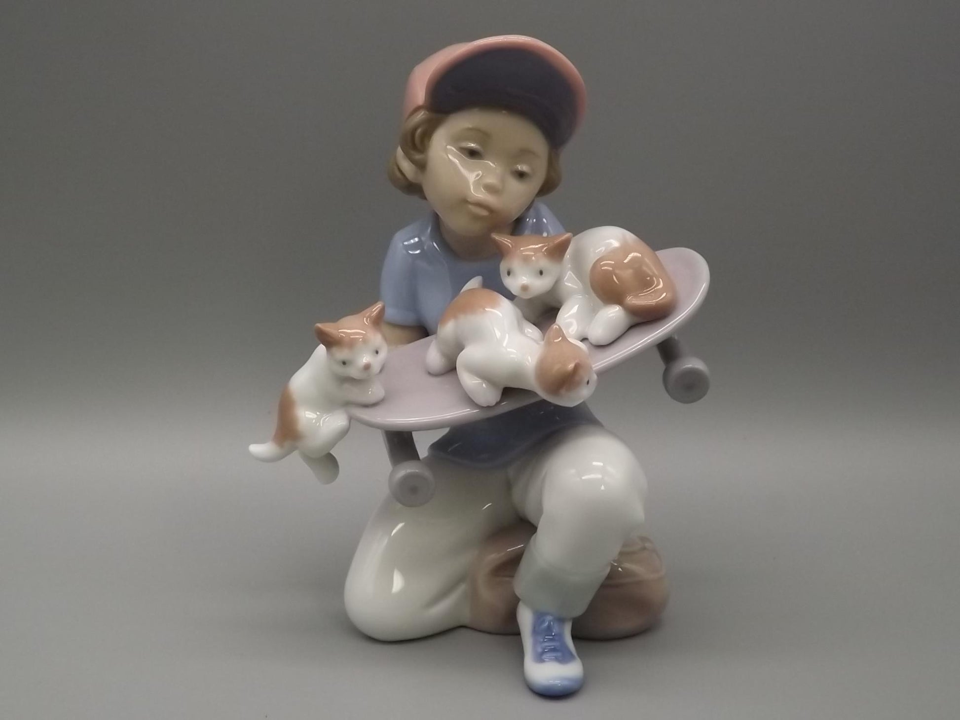 Vintage Lladro "Little Riders" Figurine: Boy with Kittens, #7623 (1994, with Box) Limited Edition